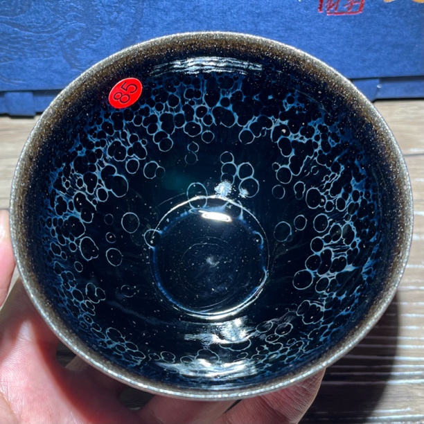 建阳建盏陶瓷茶杯名家刘子龙静影曜变纯手工原矿铁胎主人杯盏杯