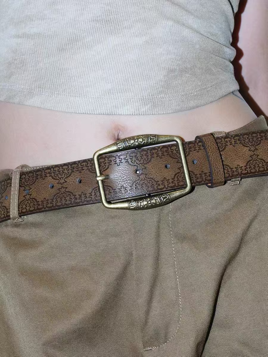 新款美式复古女士皮带辣妹百搭欧美宽小众腰带网红美拉德个性裤带