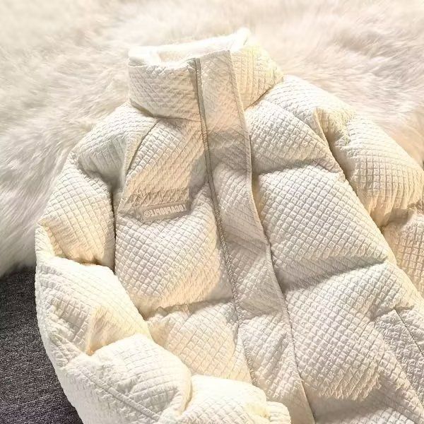 国潮高街oversize华夫格棉服男女冬季加厚高级感小众情侣棉衣外套