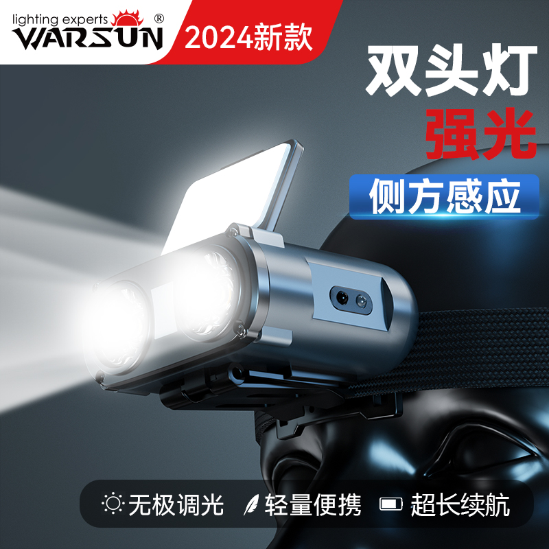 沃尔森【猫头鹰】感应强光头戴式强光头灯野外便捷照明夜钓用头灯