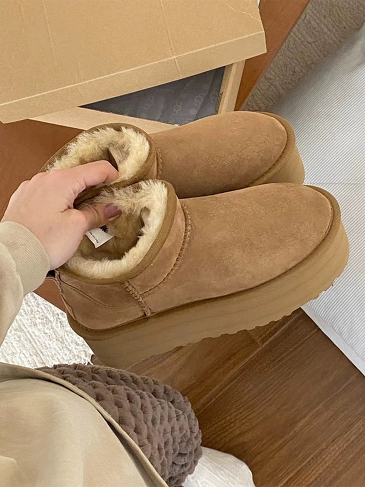 2023周冬雨同款5CM厚底雪地靴加厚保暖棉鞋防滑耐磨秋冬雪地靴女