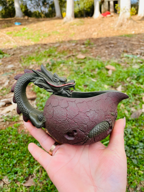 宜兴紫砂全手工隐龙公道杯. 老紫泥. 黄段泥. 老青段300cc