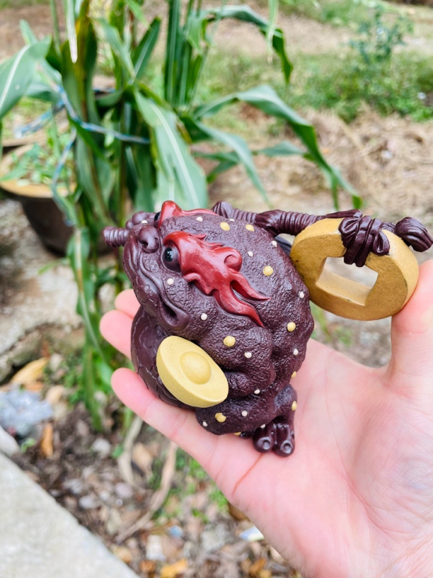  宜兴紫砂精品茶宠摆件招财进宝。紫泥 长13宽8高10cm