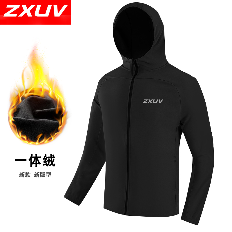 ZXUV135男女款冬季外套连帽加绒跑步户外运动外套软壳跑步外套