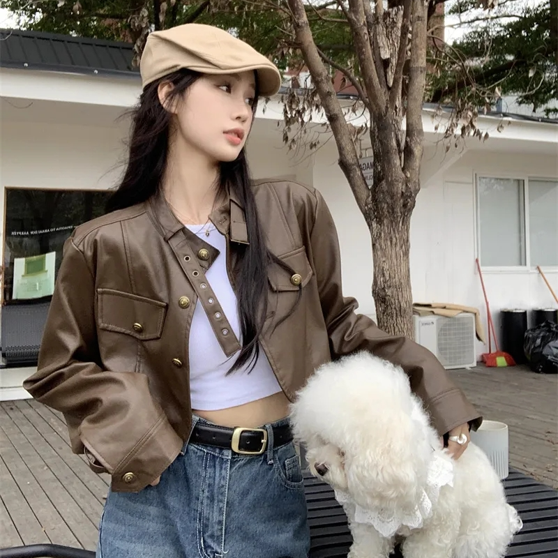 皮衣外套女款2025新款设计网红洋气炸街女装洋气衣服女春秋上衣