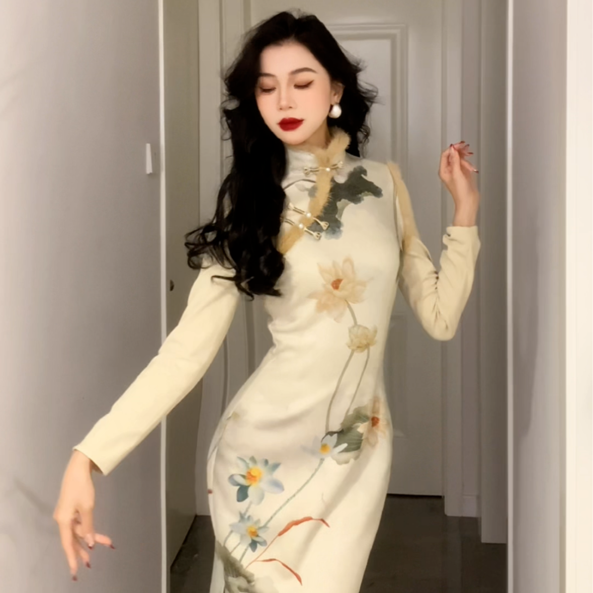 【尔尔古典美学】复古新中式旗袍【慕荷假两件】秋冬修身中国风旗袍
