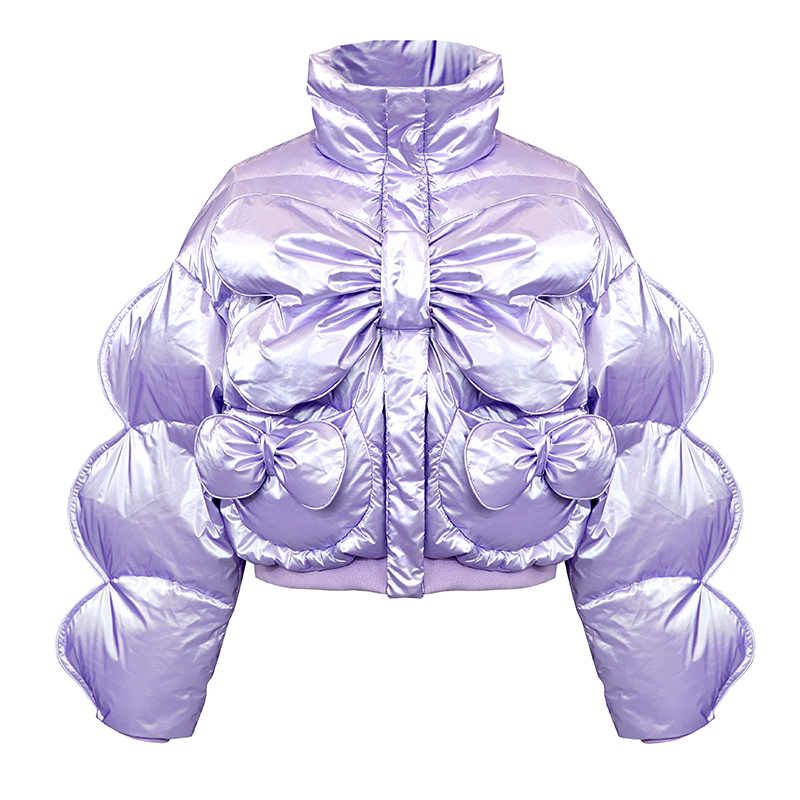 SUNGDOGIN电光紫千鸟格黑双色立体蝴蝶结羽服