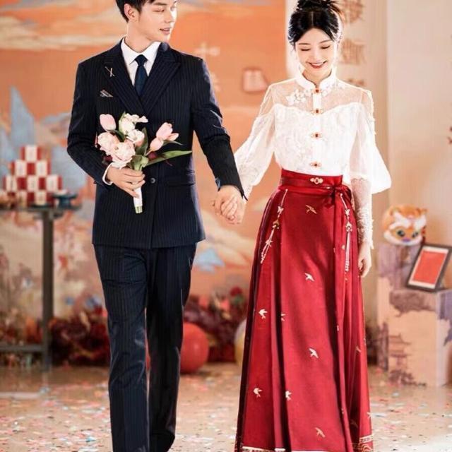 服新娘国风马面裙套装新中式改良订婚回门礼服日常可穿连衣裙A11