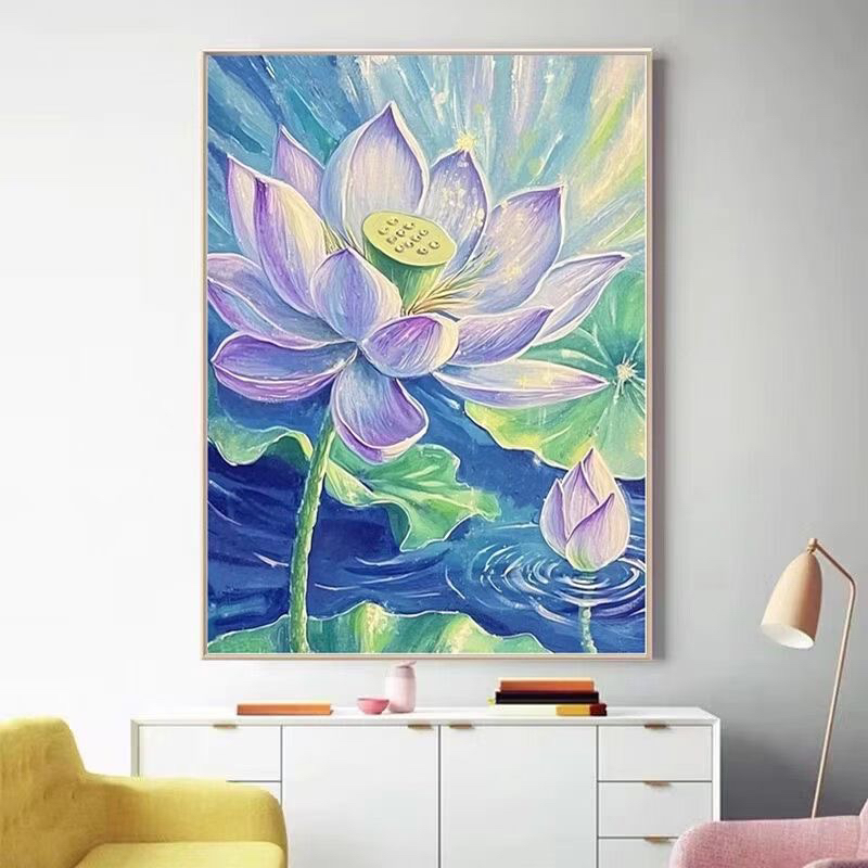 十字绣夏日荷花2024新款线绣客厅卧室简约现代莲花清雅34色小件