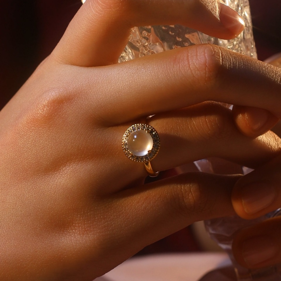 俄罗斯白冰玉戒指星河浪漫