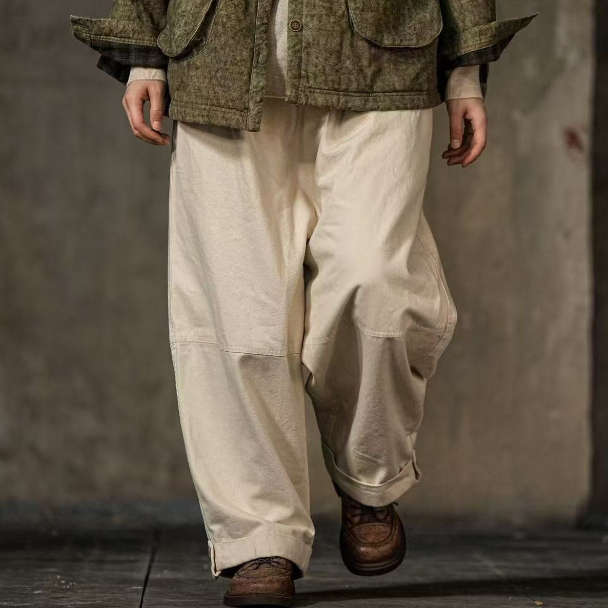 原创疯子张棉麻混纺双层休闲长裤工装裤08382