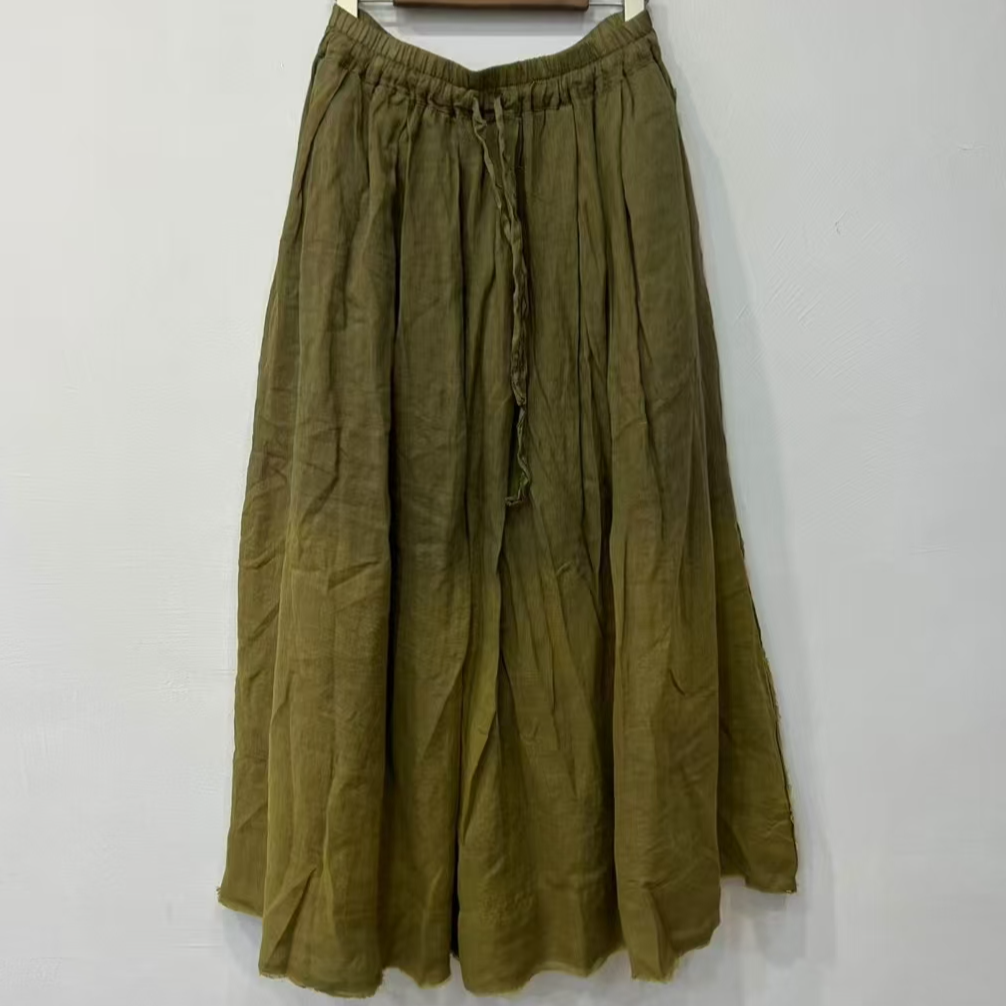 原创麻依者苎麻染色做旧半身裙2024冬M-037