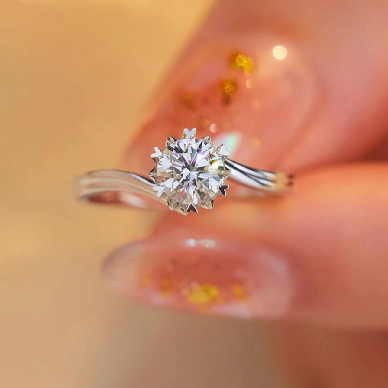 典扭臂雪花戒指简约百搭气质女戒