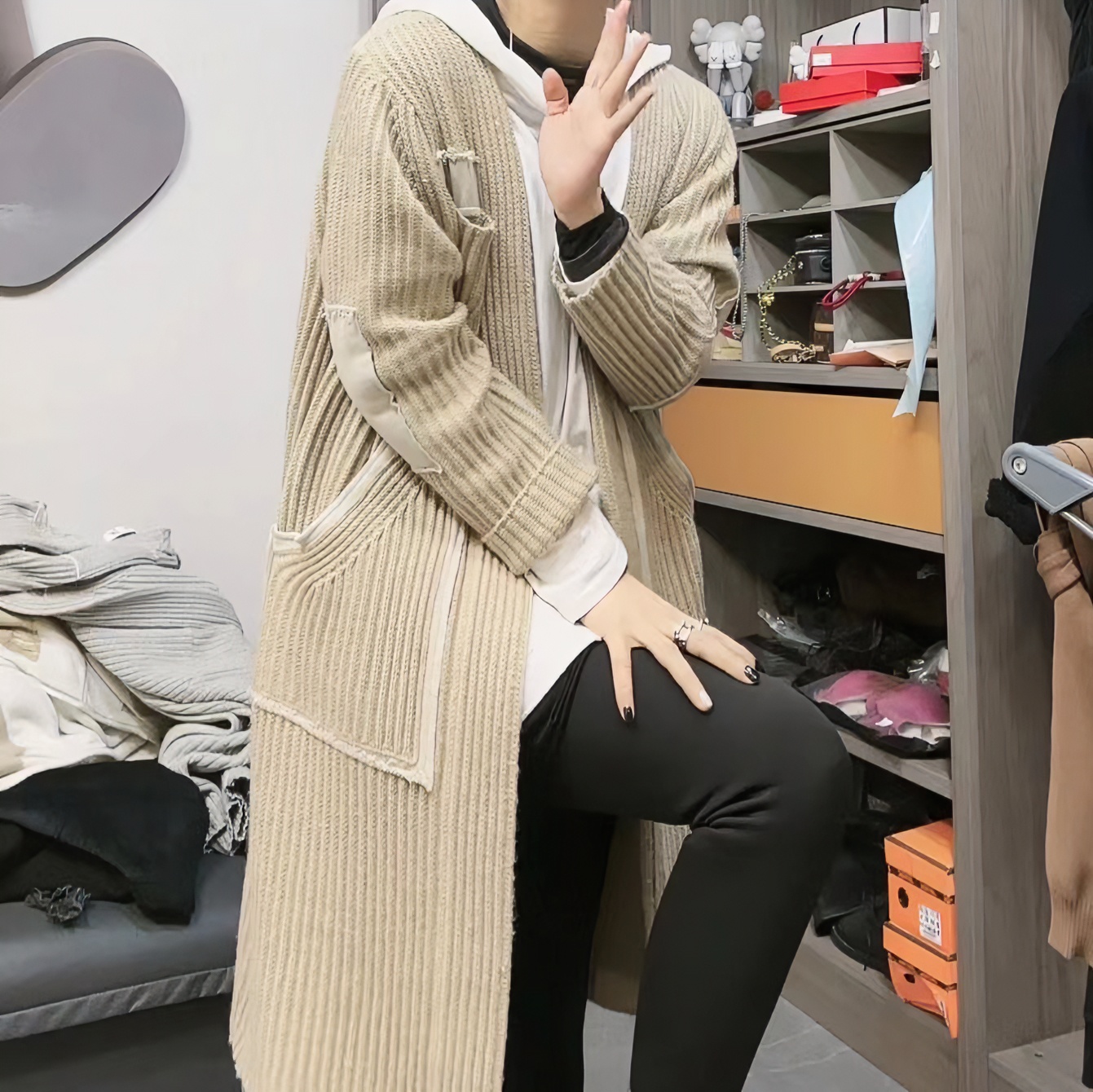 【芬芬姐精选】韩版秋冬慵懒风宽松显瘦气质针织长款毛衣