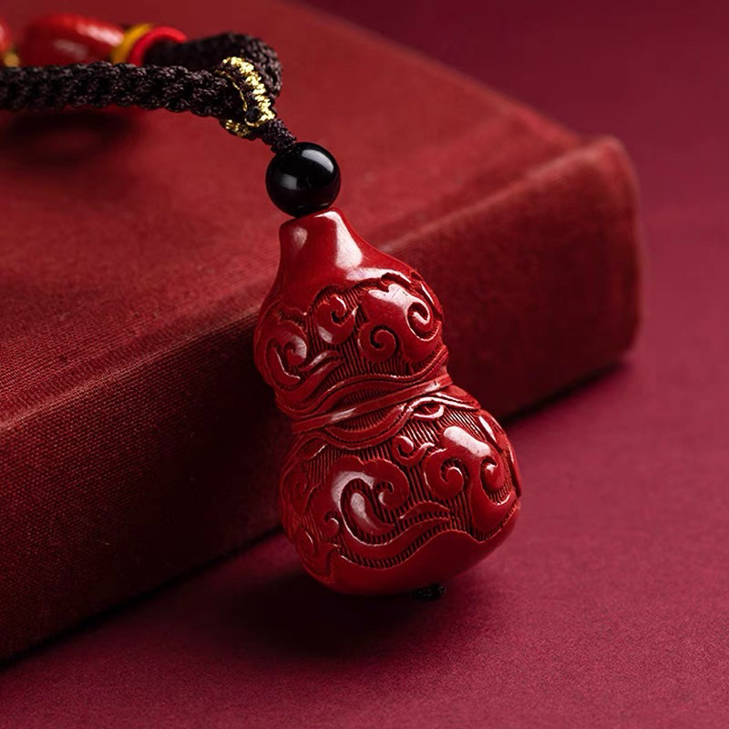 含辰砂工艺品高含量丹砂朱砂紫金砂毛衣链祥云葫芦吊坠女项链挂件