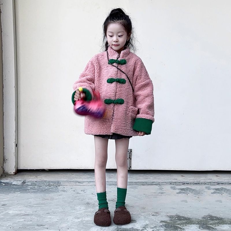 新中式女童外套2023冬款中大童加厚保暖盘扣国风盘扣唐装儿童