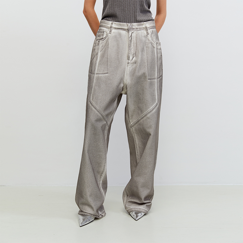 southstudio白色脏脏长裤25新款宽松做旧喷墨复古宽松硬挺长裤