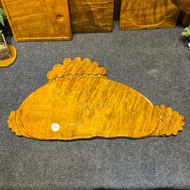 金丝楠木实木手工荷叶边茶盘87*46*5