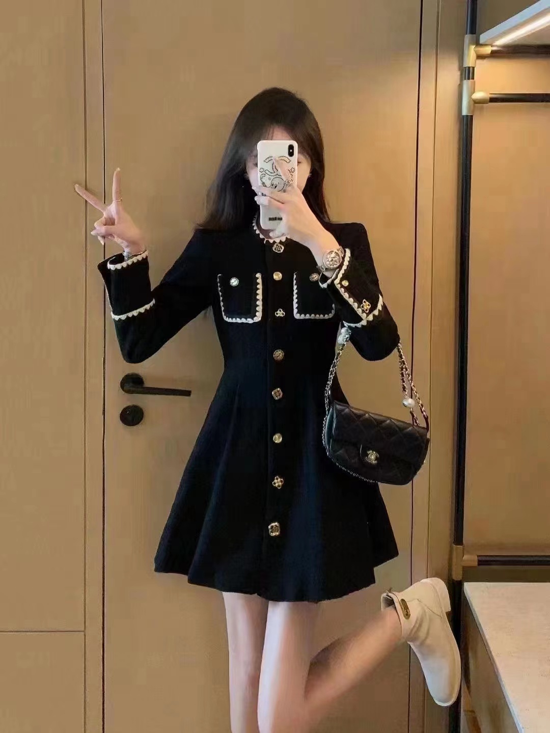 【葡萄家】 ［富家千金］名媛气质秋冬2023新款收腰显瘦高级感裙