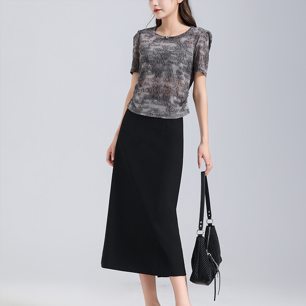 燕苹秋冬新款女士时尚休闲显瘦气质修身开叉加绒纸片裙ZQY24-140