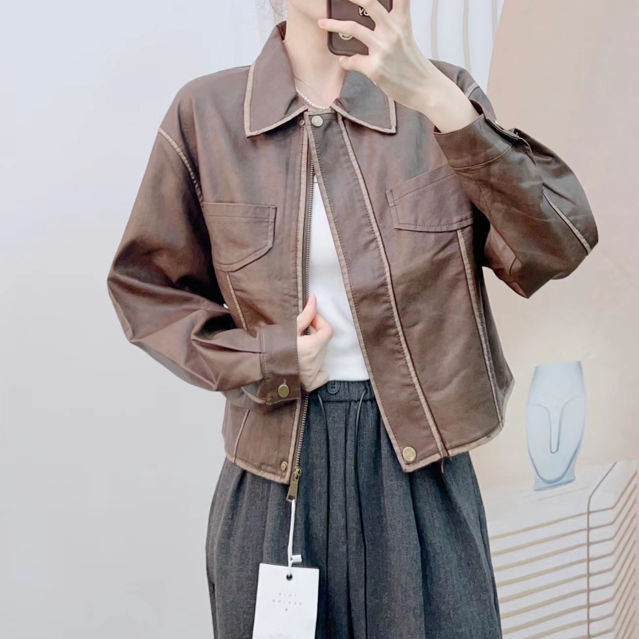 826休闲百搭短款大西北风皮衣外套2826/C5
