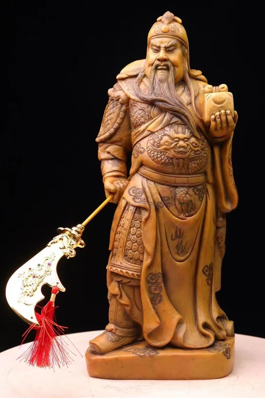 寿山石关公摆件工艺品装饰