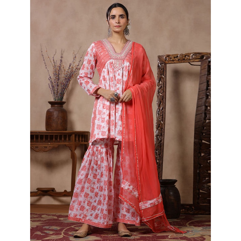 现货 不退换 印度长绒棉纱mulcotton亮片刺绣阿丽娅蛋糕裤套装