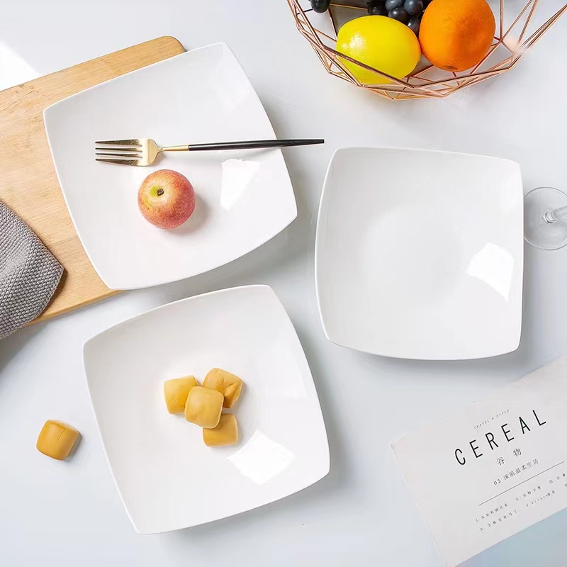 景德镇陶瓷纯白骨瓷家用西餐厅用创意异形套盘组合三个型各两个盘