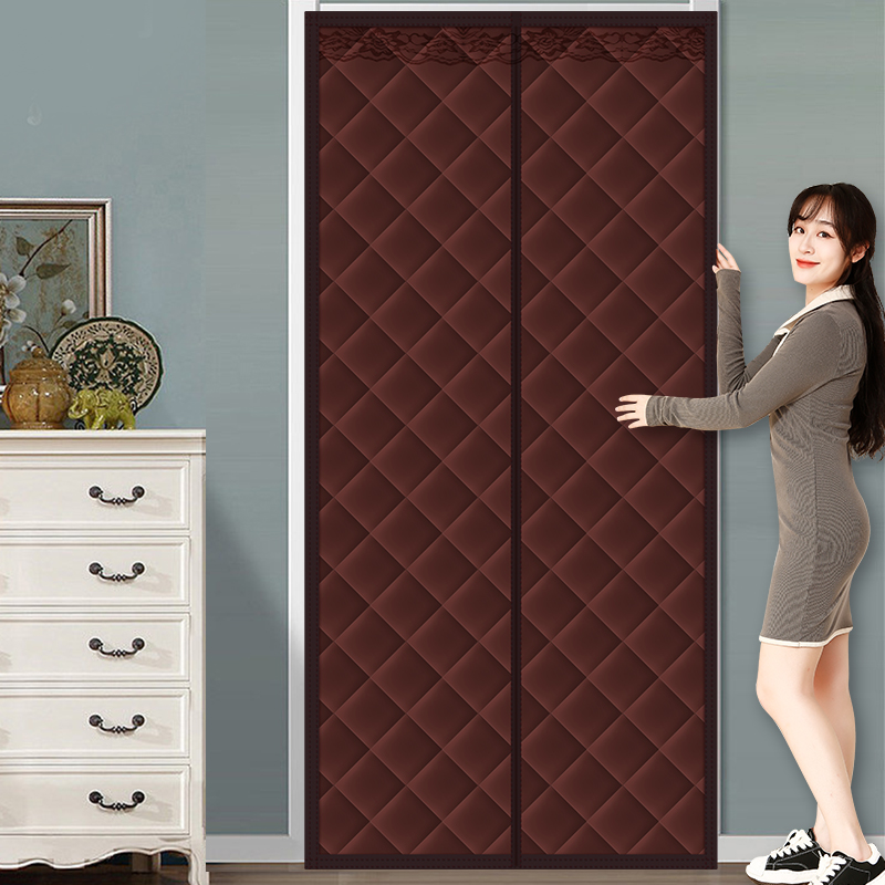 冬季棉门帘PU皮防水棉门帘保暖防水防雨磁吸对开免打孔棉门帘防寒