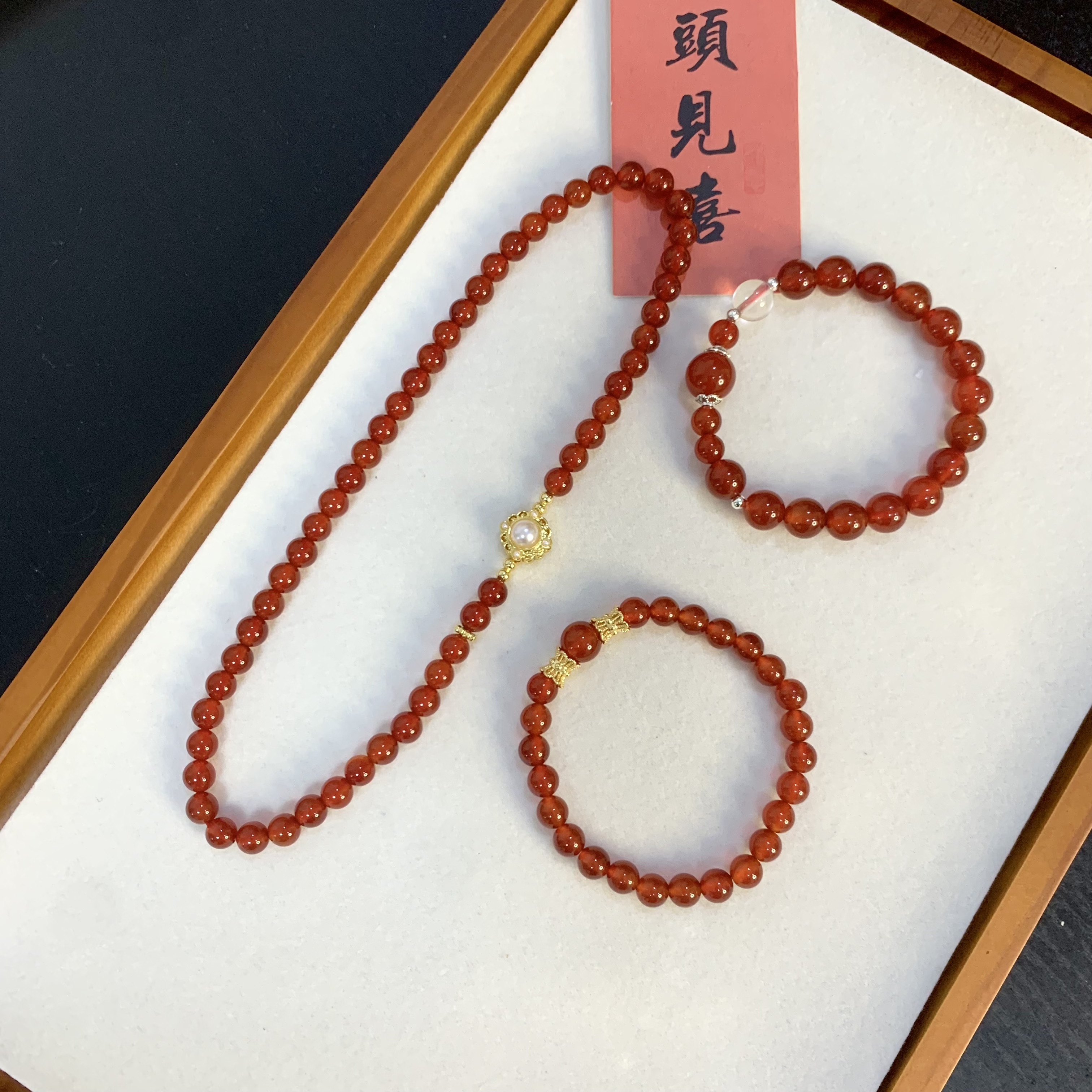 繁花  原创天然红玛瑙手串中式显白多圈设计款时尚手链闺蜜礼物