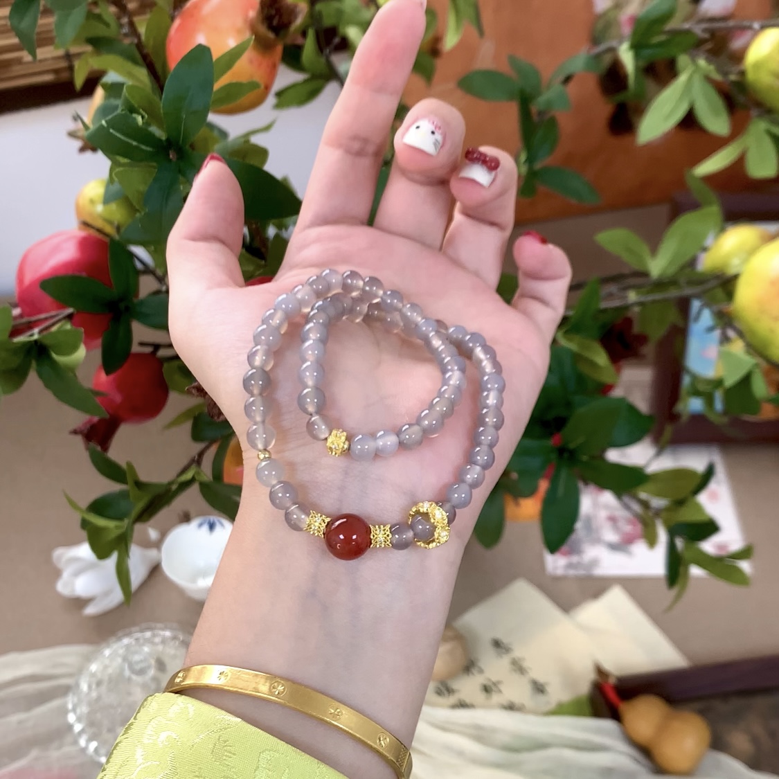 「杜鹃」天然玛瑙南红玛瑙手串跑环显白原创小众时尚国风闺蜜礼物