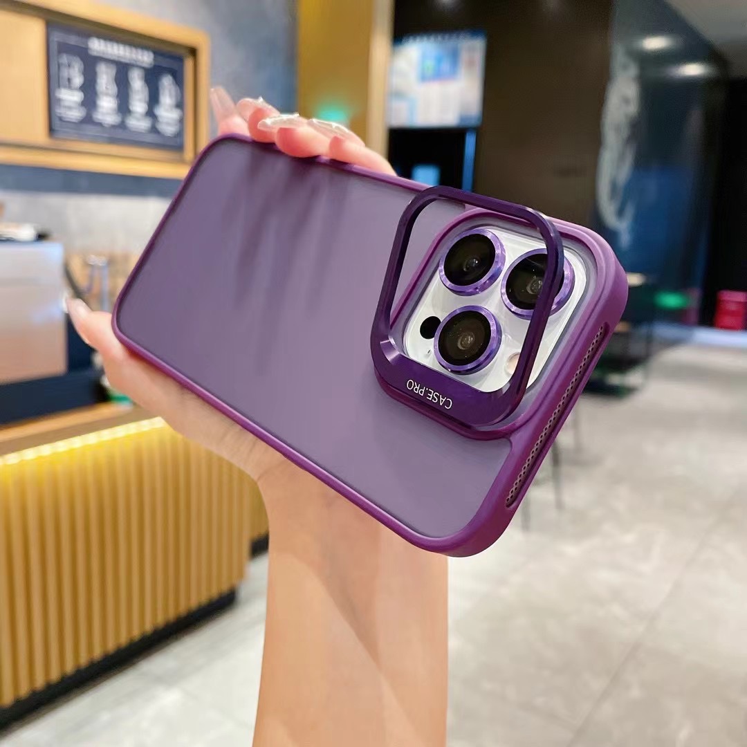 【苹果】iPhone14/13Promax肤感相框支架镜头膜磨砂男女新款手机壳