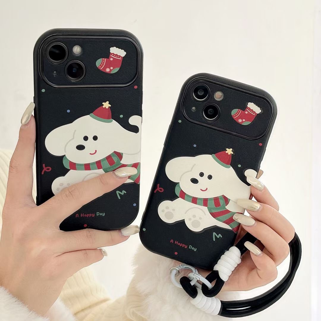 【苹果】iPhone15/14Promax防摔大视窗星星帽子小狗女挂件新手机壳