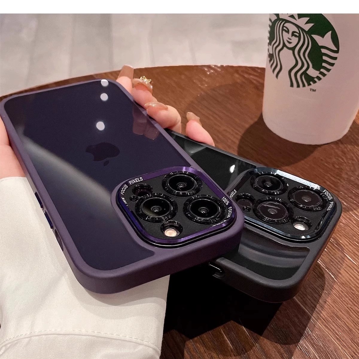 【苹果】iPhone15/14/13Promax金属镜框透色精孔防摔新手机壳男女