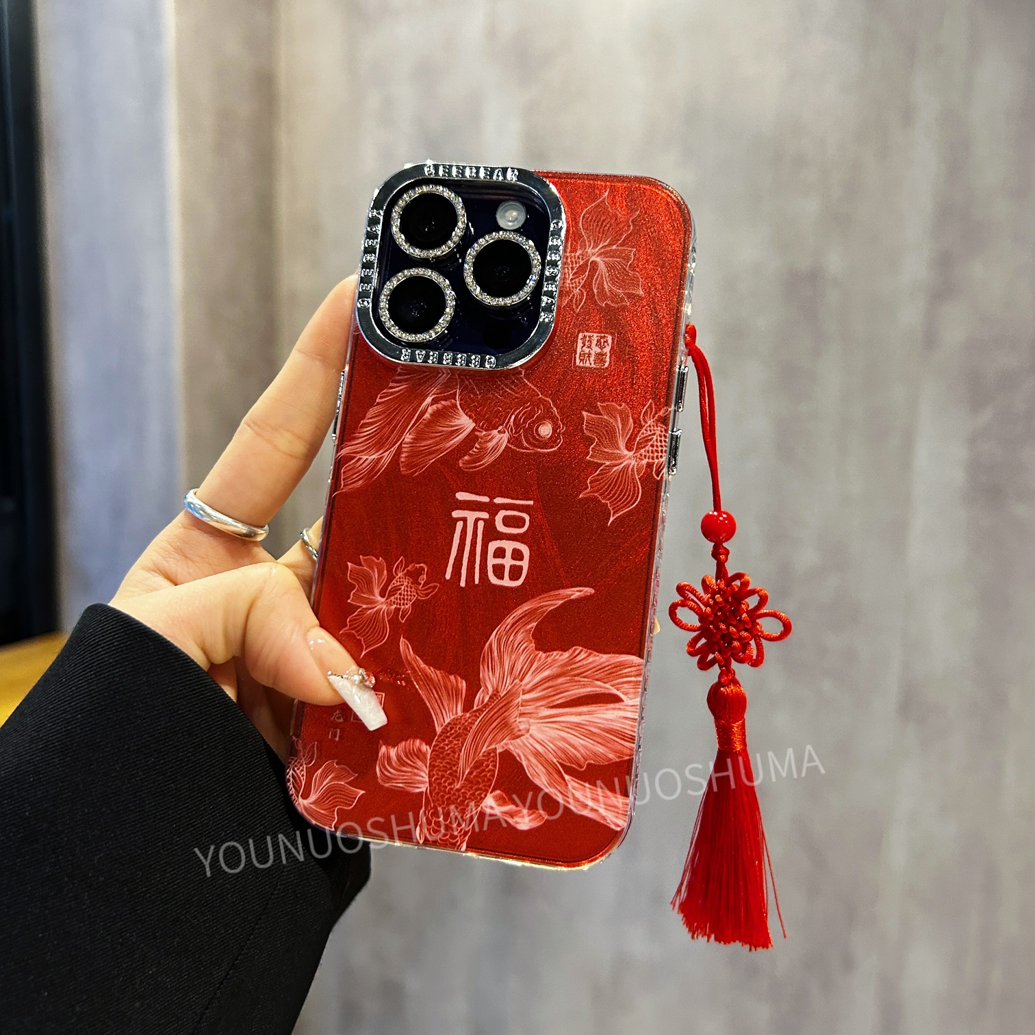 【苹果/华为】iPhone15/Mate60防摔新年款大孔福鲤跃龙门女新手机壳