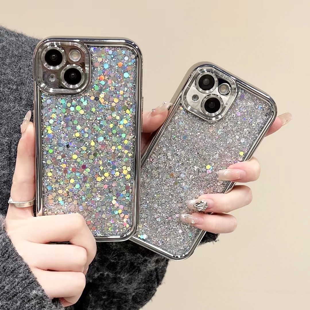 【苹果】iphone15/14promax防摔ins电镀滴胶闪粉亮片闺蜜款新手机壳