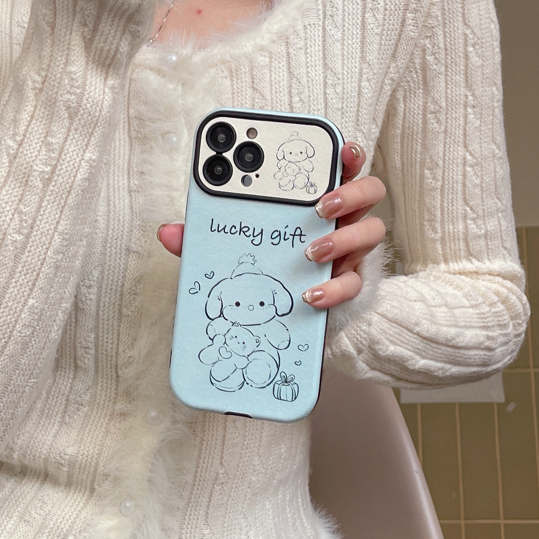 【苹果】iPhone15/14Promax防摔可爱卡通贴皮ins小熊狗女新款手机壳