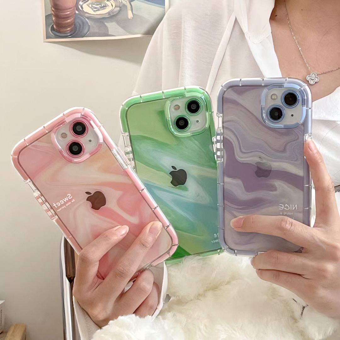【苹果】iPhone15/14/13promax防摔ins简约水波纹晕染女新款手机壳