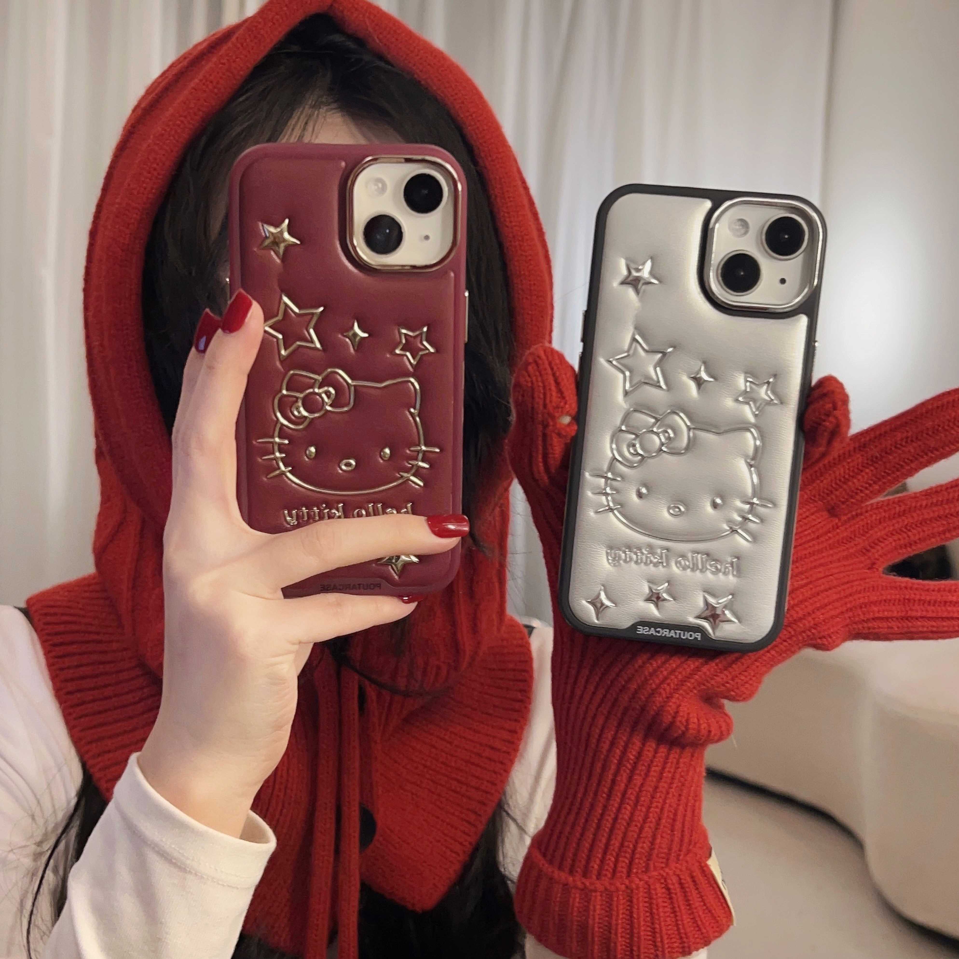 【苹果】iPhone15/14promax防摔小众压印星星凯蒂猫闺蜜新款手机壳