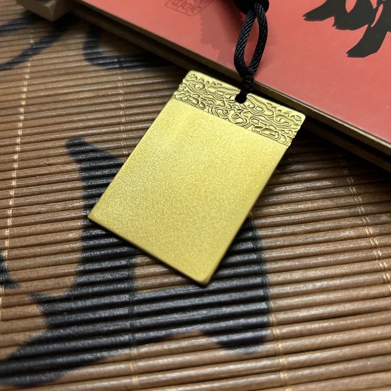 吊坠足银 吊坠古法磨砂素款无事牌时尚实心国风新中式吊坠
