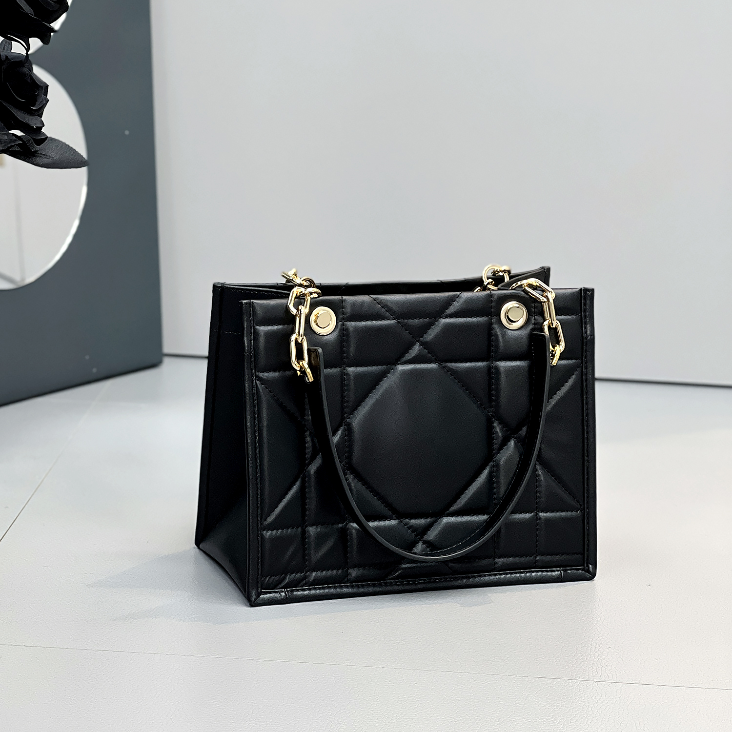 JISHE即奢新款头层牛皮菱格大容量腋下包手提包托特包购物袋