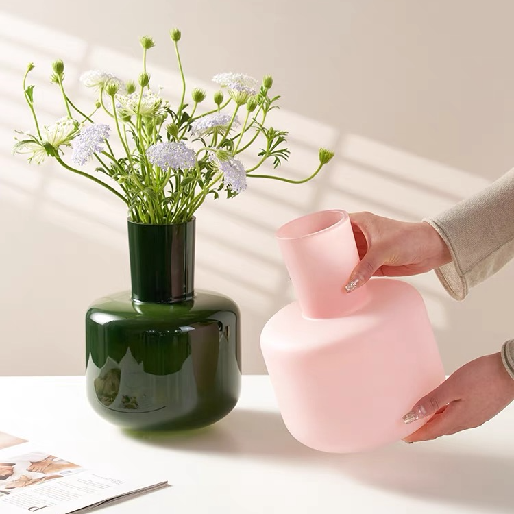 法式年华中古玻璃花瓶水养客厅餐桌插花桌面装饰品轻奢高级感摆件