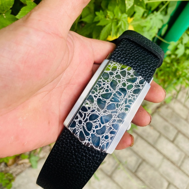 304不锈钢无牙自动扣+意大利植鞣头层牛皮百搭休闲男士牛皮皮带