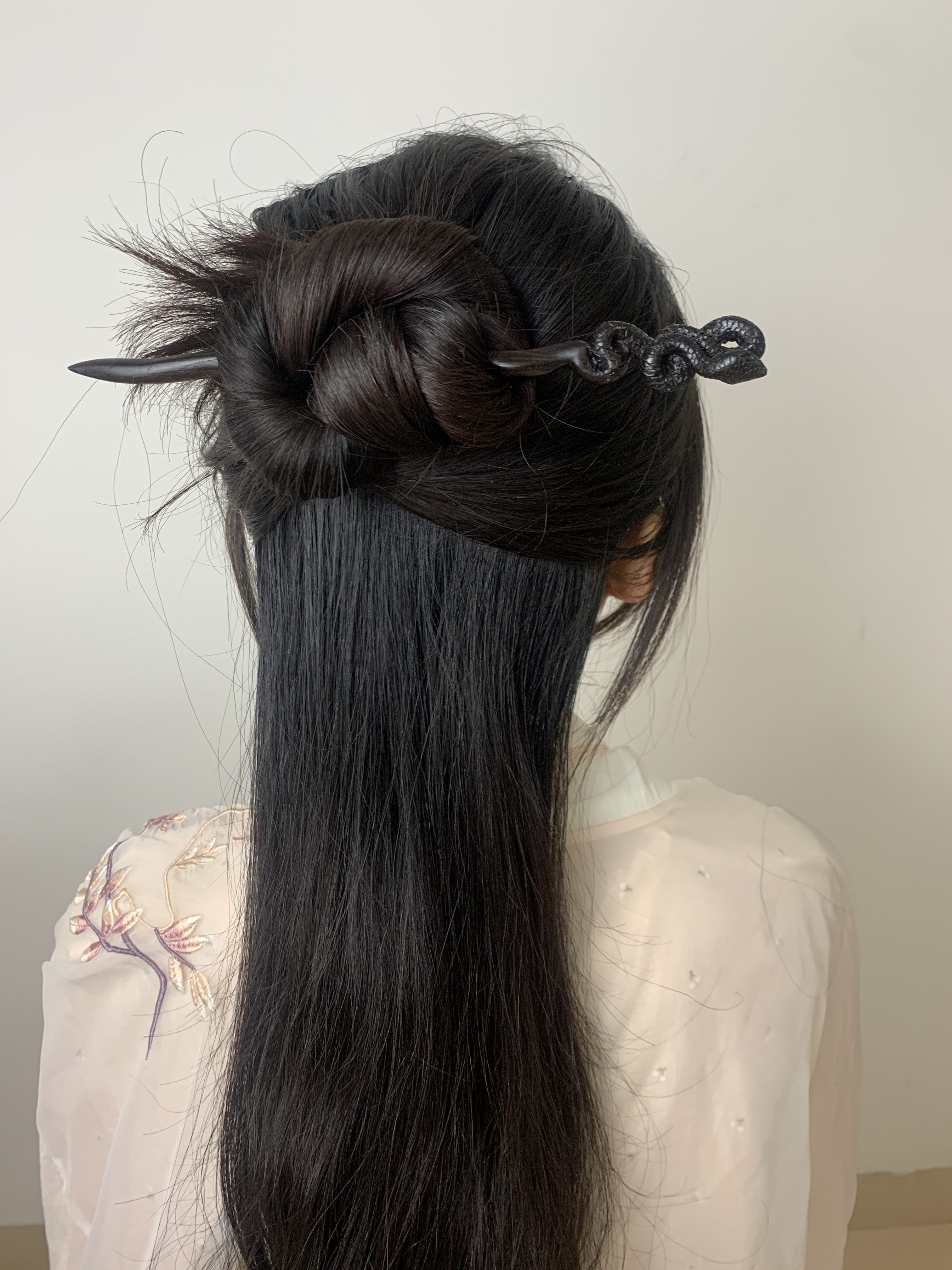 莲隐木作  手工发簪 灵蛇
