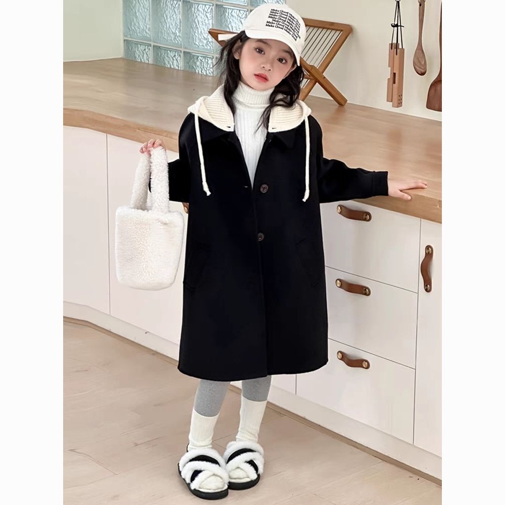 2023新款女童双面羊绒羊毛大衣时尚外穿学院风宝贝呢大衣呢子外套