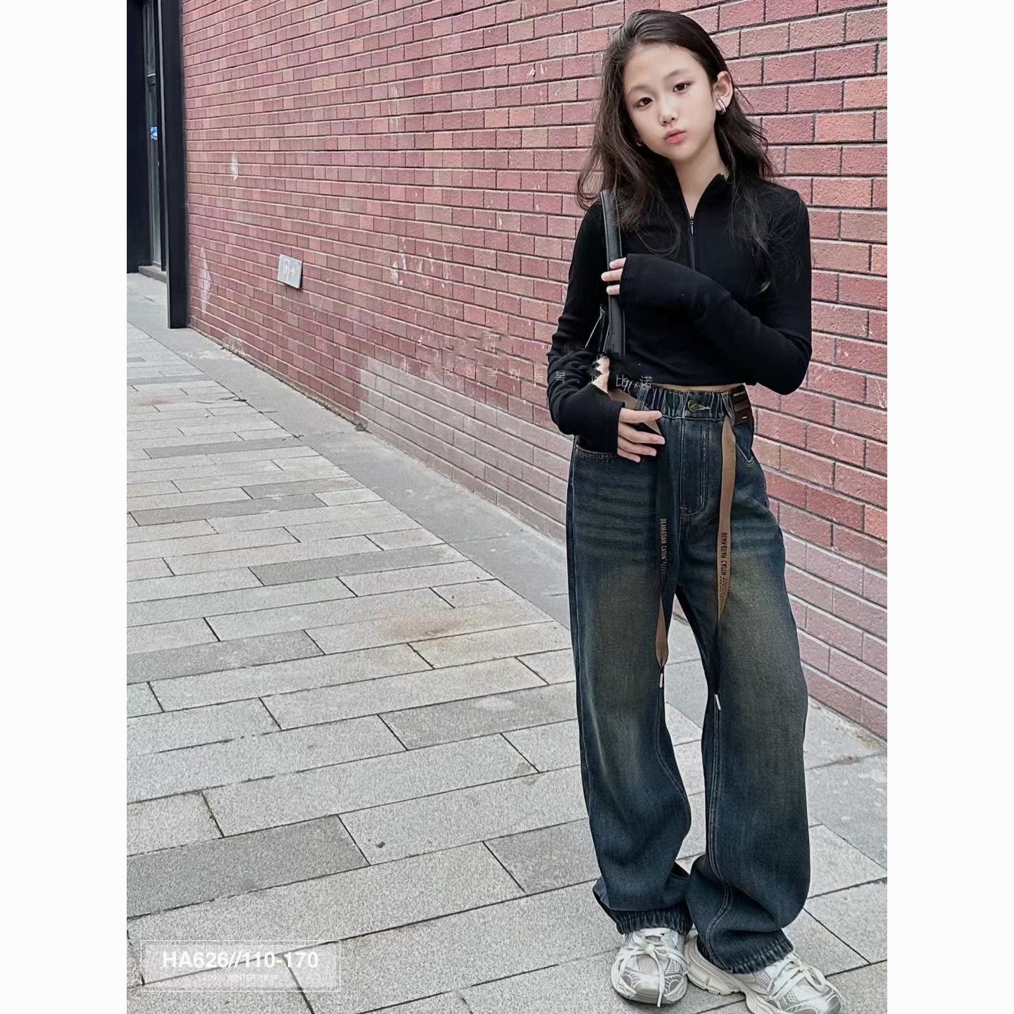 童装女童加绒牛仔裤秋冬季新款学生春秋女孩韩版长裤大童时尚裤子