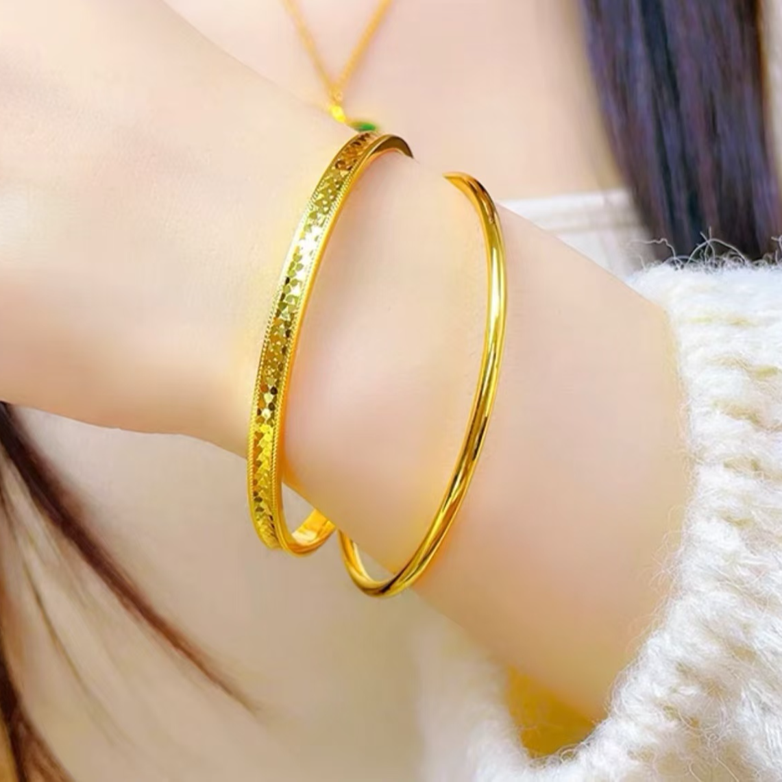 铜合金手镯 龙鳞双环手镯女款气质时尚镯子精美光面百搭简约经典