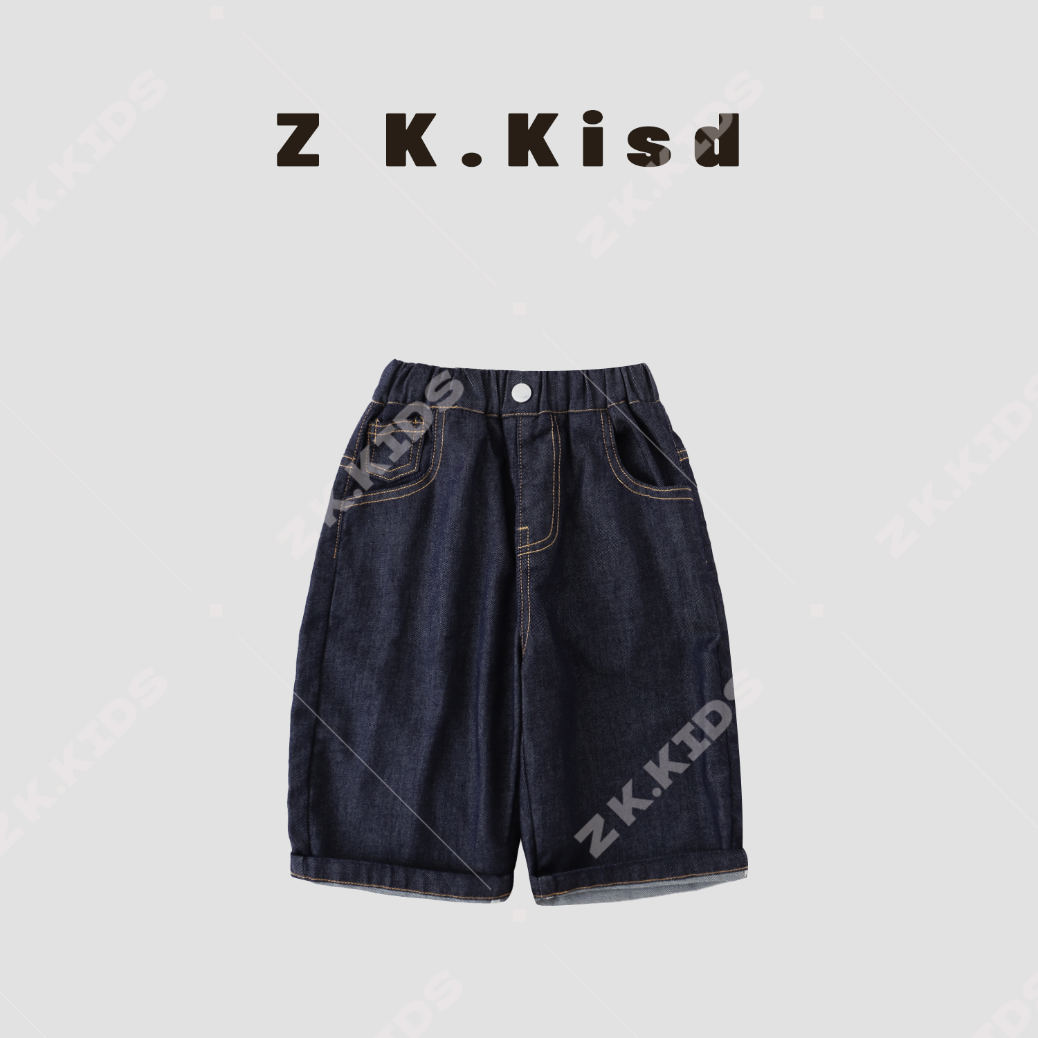 【Z&K】夏款男童洋气宽松时尚休闲韩版百搭中裤牛仔裤 zk-621812