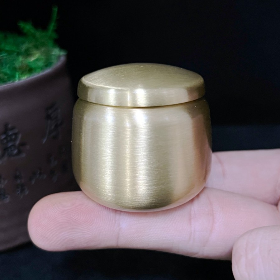 大小号黄铜密封罐香粉收集工具香粉罐黄铜拉丝封油重约 80克240克