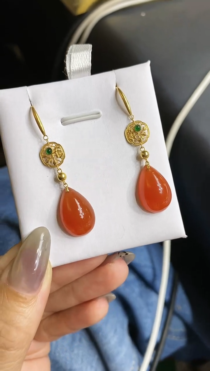 【闪购商品】南红玛瑙净货18K金镶嵌净货